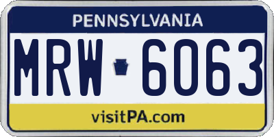 PA license plate MRW6063
