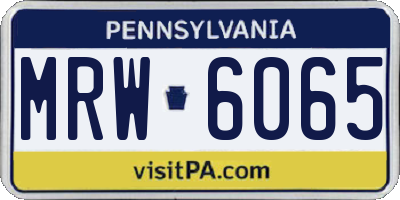 PA license plate MRW6065