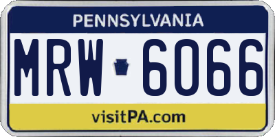 PA license plate MRW6066