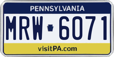 PA license plate MRW6071