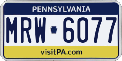 PA license plate MRW6077