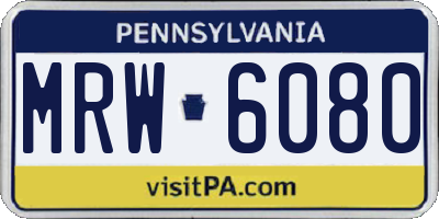 PA license plate MRW6080
