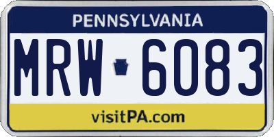 PA license plate MRW6083