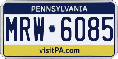 PA license plate MRW6085