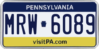 PA license plate MRW6089