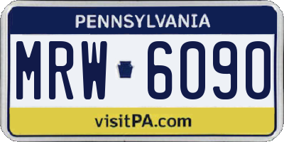 PA license plate MRW6090