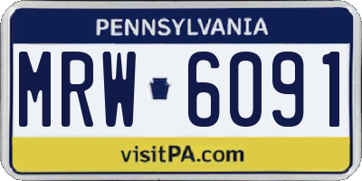 PA license plate MRW6091