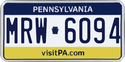 PA license plate MRW6094