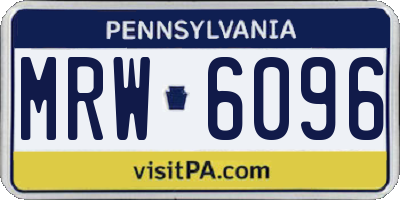 PA license plate MRW6096