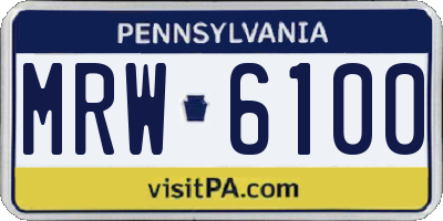 PA license plate MRW6100
