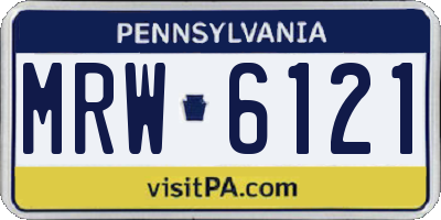 PA license plate MRW6121