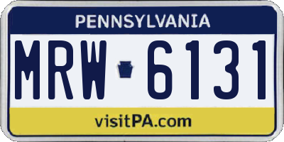PA license plate MRW6131