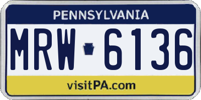 PA license plate MRW6136