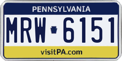 PA license plate MRW6151