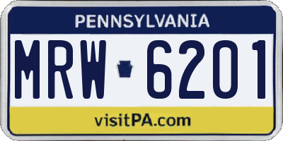 PA license plate MRW6201