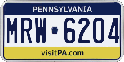 PA license plate MRW6204