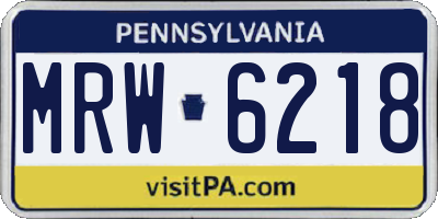 PA license plate MRW6218