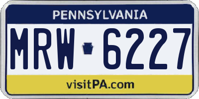 PA license plate MRW6227