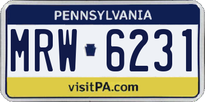 PA license plate MRW6231