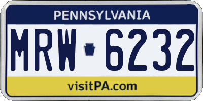 PA license plate MRW6232