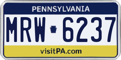 PA license plate MRW6237