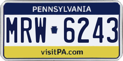 PA license plate MRW6243