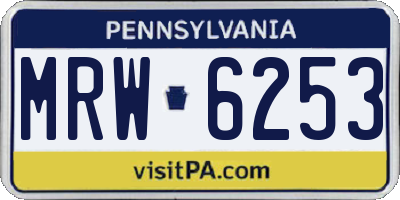 PA license plate MRW6253