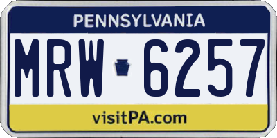 PA license plate MRW6257