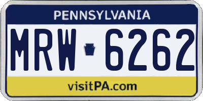 PA license plate MRW6262