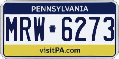 PA license plate MRW6273