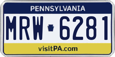 PA license plate MRW6281