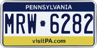 PA license plate MRW6282