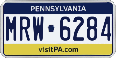 PA license plate MRW6284