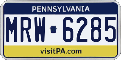 PA license plate MRW6285