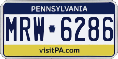 PA license plate MRW6286