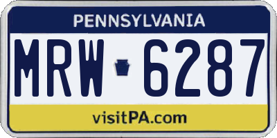 PA license plate MRW6287