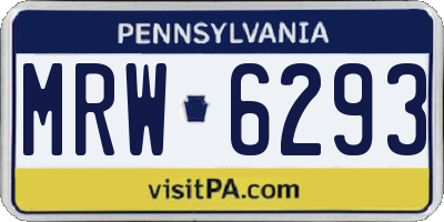 PA license plate MRW6293
