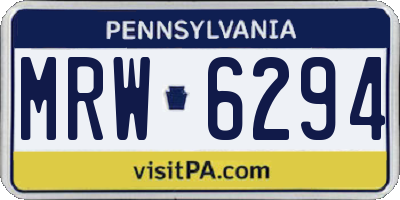 PA license plate MRW6294