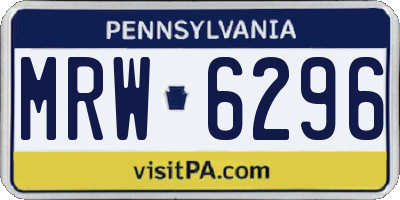 PA license plate MRW6296