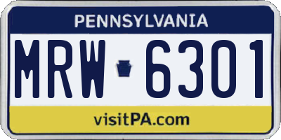 PA license plate MRW6301