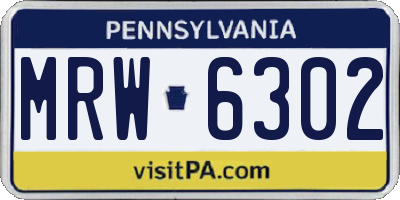 PA license plate MRW6302