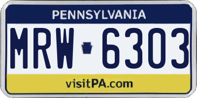 PA license plate MRW6303