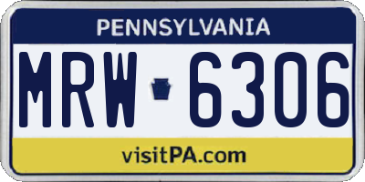 PA license plate MRW6306
