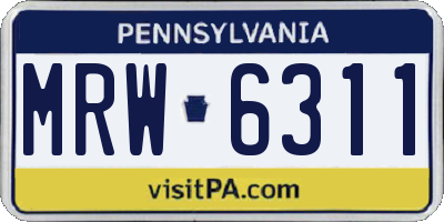 PA license plate MRW6311