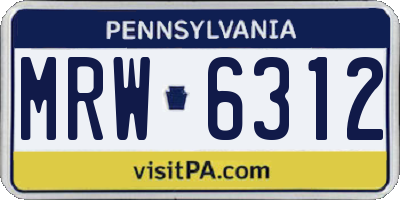 PA license plate MRW6312