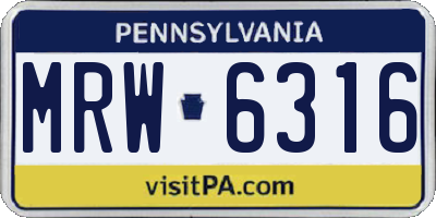 PA license plate MRW6316