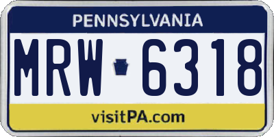 PA license plate MRW6318