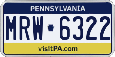 PA license plate MRW6322