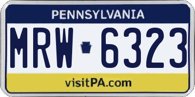 PA license plate MRW6323