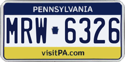PA license plate MRW6326
